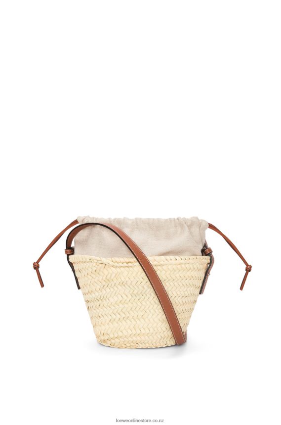 Loewe Women Drawstring bucket bag in palm leaf and calfskin Natural/Tan LH60R22