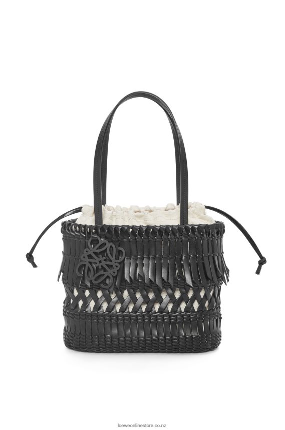 Loewe Women Fringe Square Basket bag in calfskin Black LH60R91