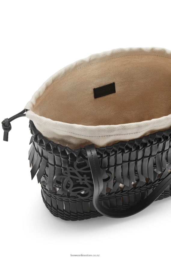 Loewe Women Fringe Square Basket bag in calfskin Black LH60R91