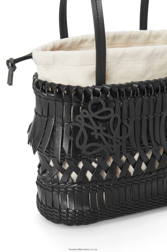 Loewe Women Fringe Square Basket bag in calfskin Black LH60R91