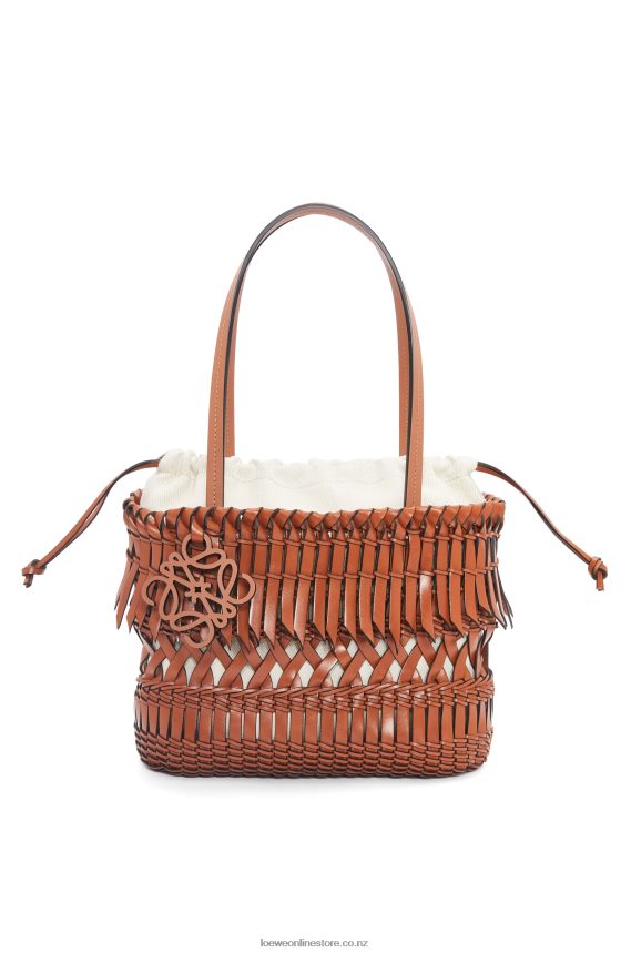 Loewe Women Fringe Square Basket bag in calfskin Tan LH60R90