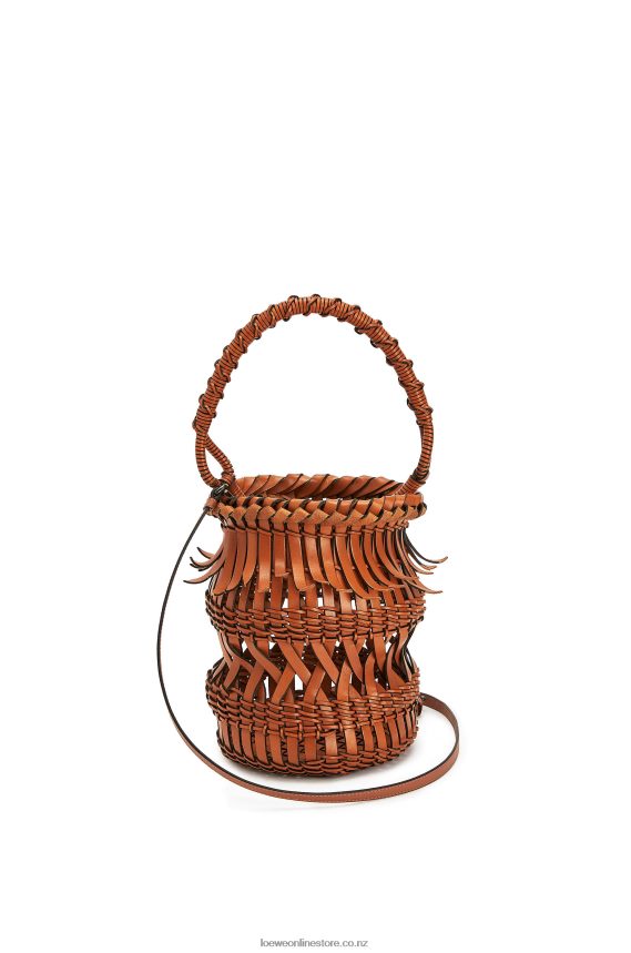 Loewe Women Fringes Bucket bag in calfskin Tan LH60R185