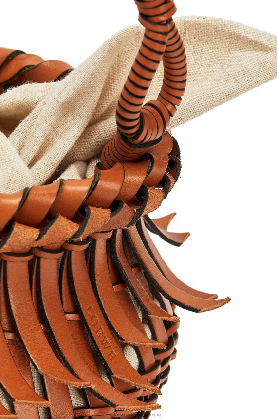 Loewe Women Fringes Bucket bag in calfskin Tan LH60R185