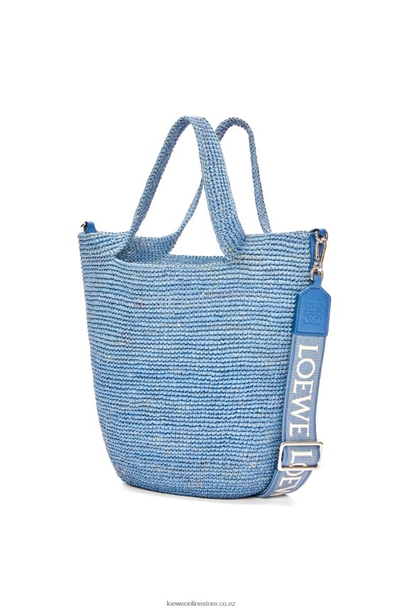 Loewe Women Mini Slit bag in raffia and calfskin Denim Blue LH60R4