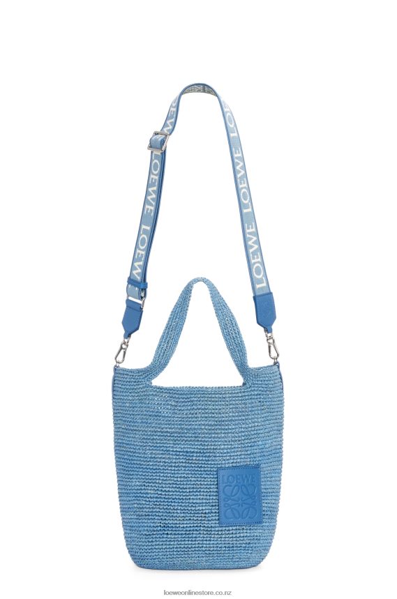 Loewe Women Mini Slit bag in raffia and calfskin Denim Blue LH60R4