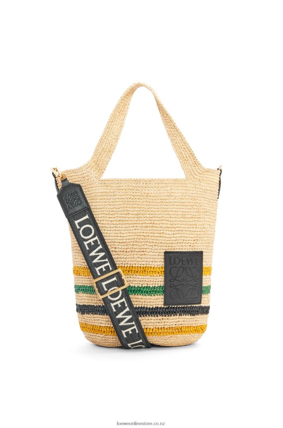 Loewe Women Mini Slit bag in striped raffia and calfskin Natural/Multicolor LH60R26