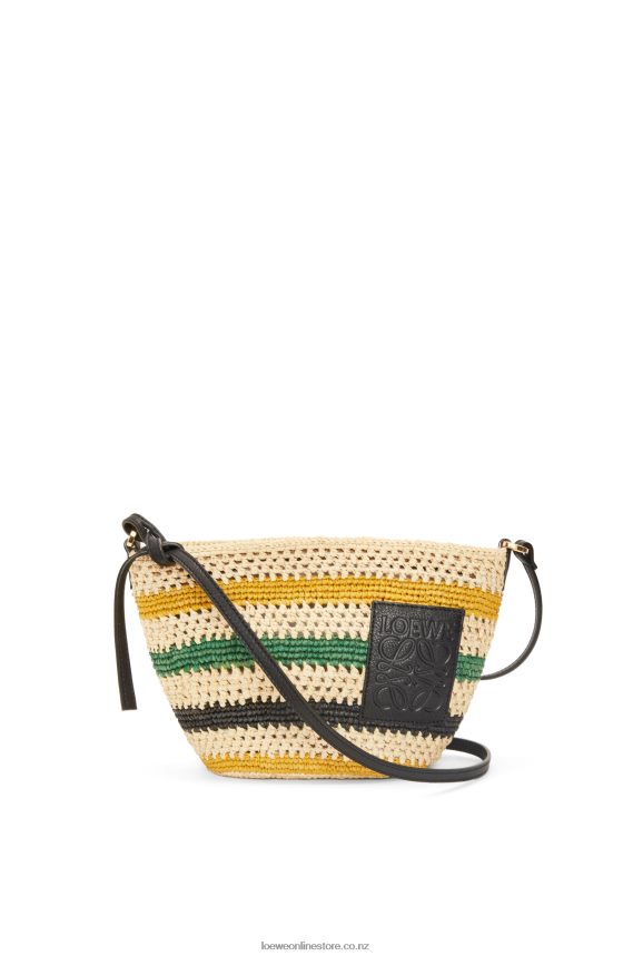 Loewe Women Pochette in striped raffia and calfskin Natural/Multicolor LH60R25