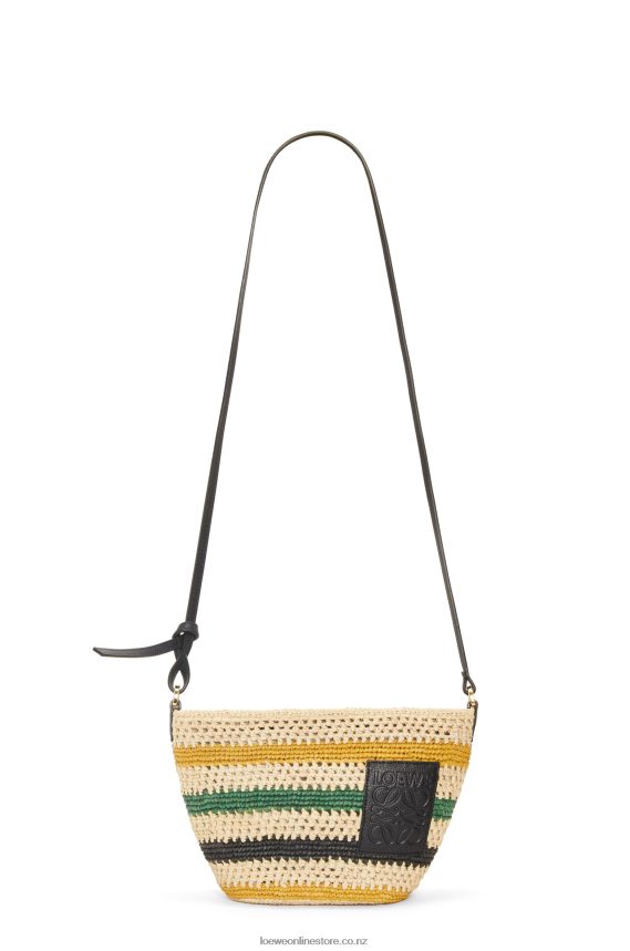 Loewe Women Pochette in striped raffia and calfskin Natural/Multicolor LH60R25