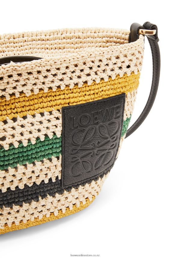Loewe Women Pochette in striped raffia and calfskin Natural/Multicolor LH60R25