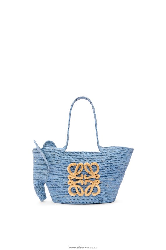 Loewe Women Small Elephant basket bag in raffia Denim Blue LH60R77