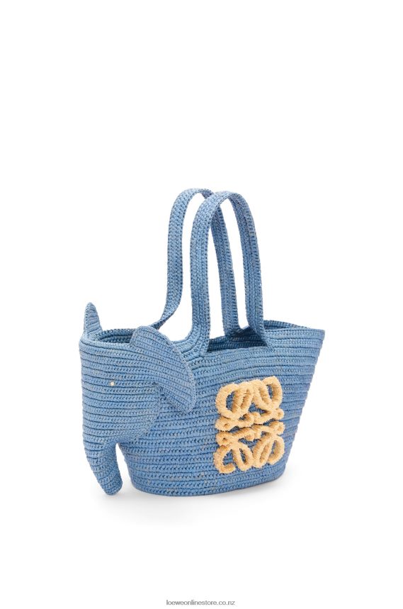 Loewe Women Small Elephant basket bag in raffia Denim Blue LH60R77