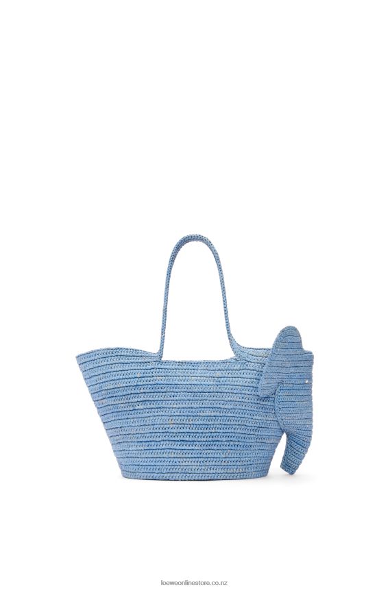 Loewe Women Small Elephant basket bag in raffia Denim Blue LH60R77