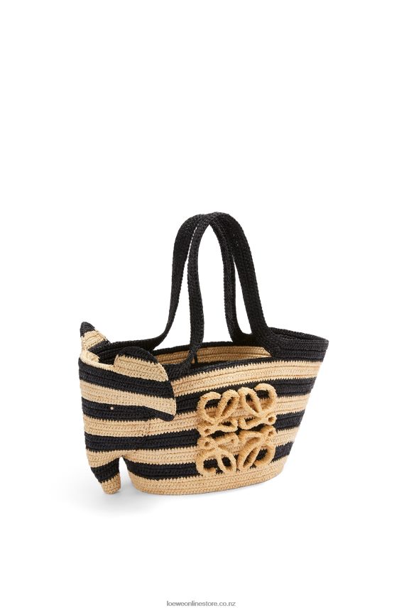 Loewe Women Small Elephant basket in raffia Natural/Black LH60R107
