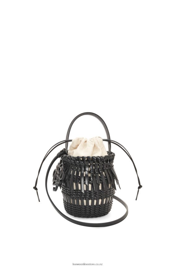 Loewe Women Small Fringe Bucket bag in calfskin Black LH60R88