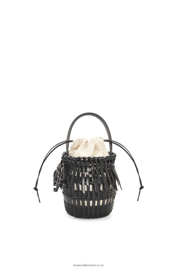 Loewe Women Small Fringe Bucket bag in calfskin Black LH60R88
