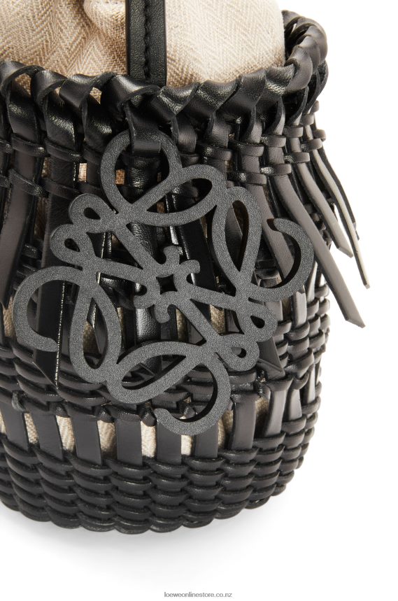 Loewe Women Small Fringe Bucket bag in calfskin Black LH60R88