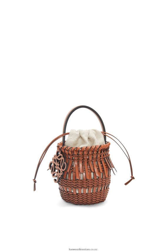 Loewe Women Small Fringe Bucket bag in calfskin Tan LH60R89