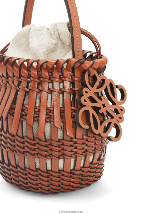 Loewe Women Small Fringe Bucket bag in calfskin Tan LH60R89