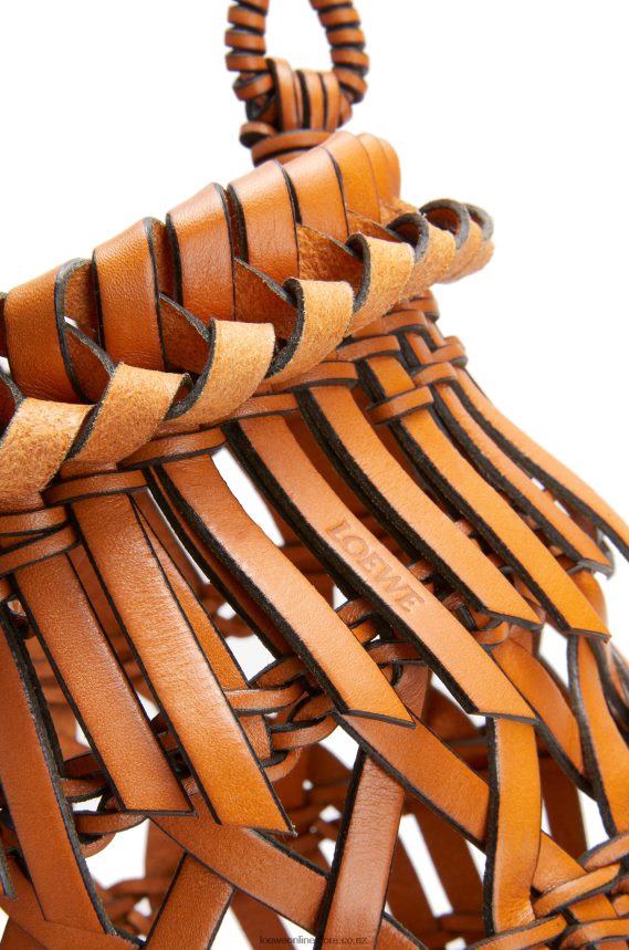 Loewe Women Small Fringes Bucket bag in calfskin Tan LH60R177