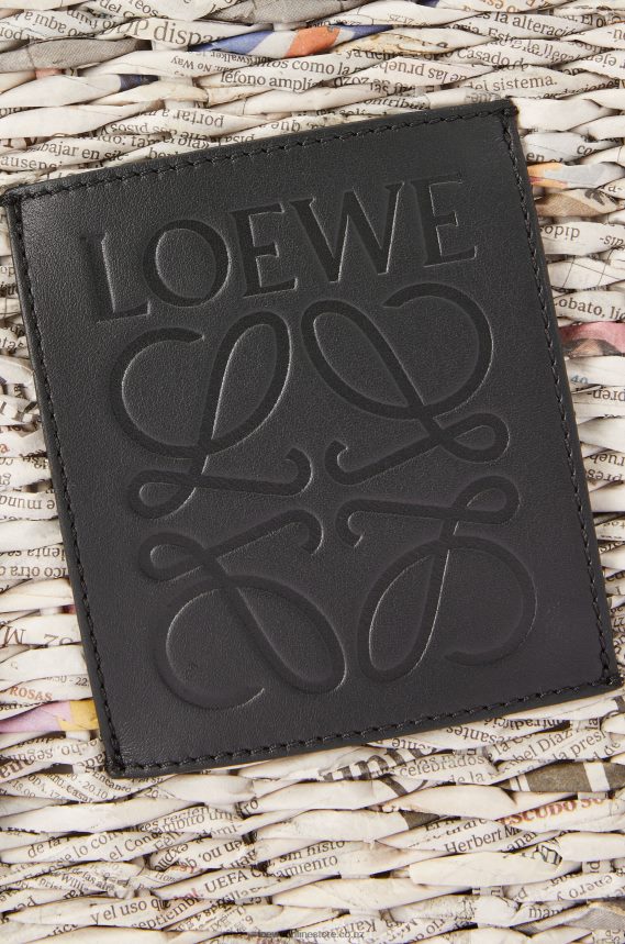 Loewe Women Small Newspaper Square Basket bag in paper and calfskin Black/Multicolor LH60R100