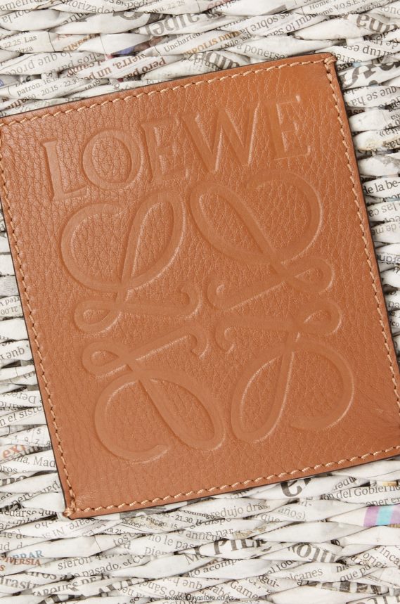 Loewe Women Small Newspaper Square Basket bag in paper and calfskin Tan/Multicolor LH60R101