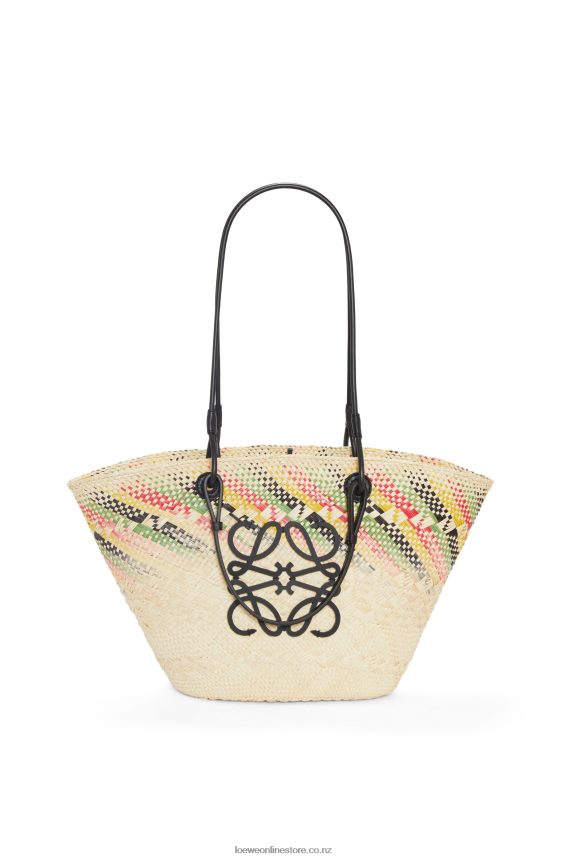 Loewe Women Small rainbow Anagram basket in iraca palm and calfskin Natural/Multicolor LH60R43