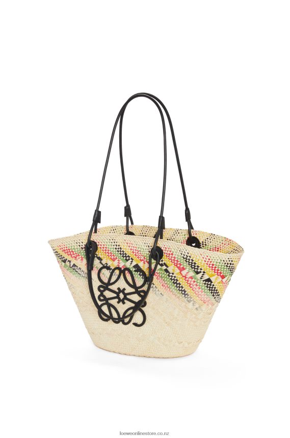 Loewe Women Small rainbow Anagram basket in iraca palm and calfskin Natural/Multicolor LH60R43