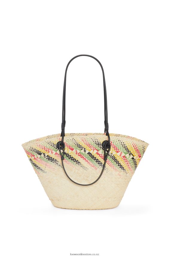 Loewe Women Small rainbow Anagram basket in iraca palm and calfskin Natural/Multicolor LH60R43