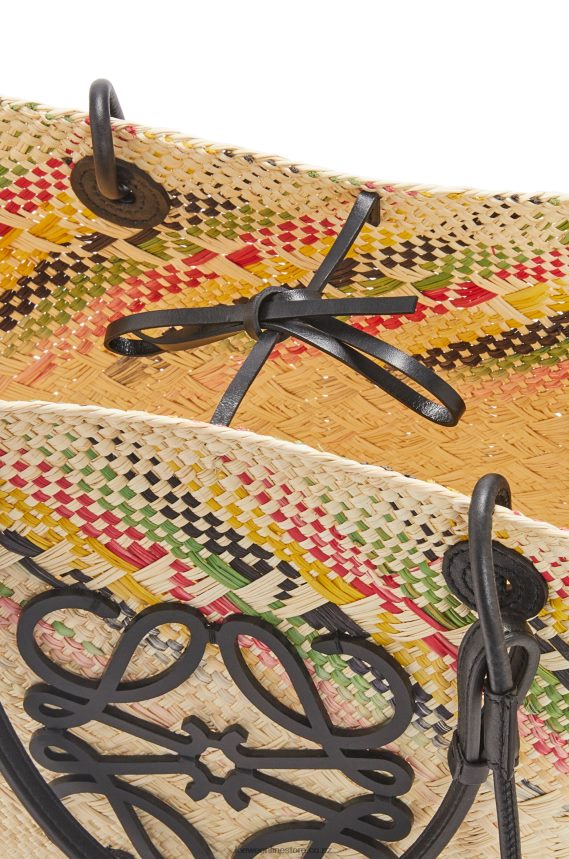 Loewe Women Small rainbow Anagram basket in iraca palm and calfskin Natural/Multicolor LH60R43