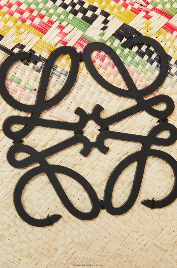 Loewe Women Small rainbow Anagram basket in iraca palm and calfskin Natural/Multicolor LH60R43