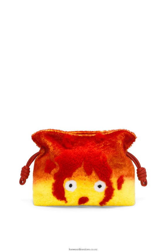 Loewe Women Calcifer Flamenco clutch in shearling Red LH60R443