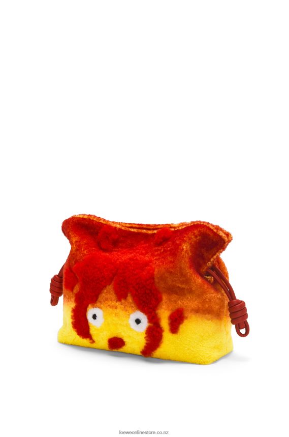 Loewe Women Calcifer Flamenco clutch in shearling Red LH60R443