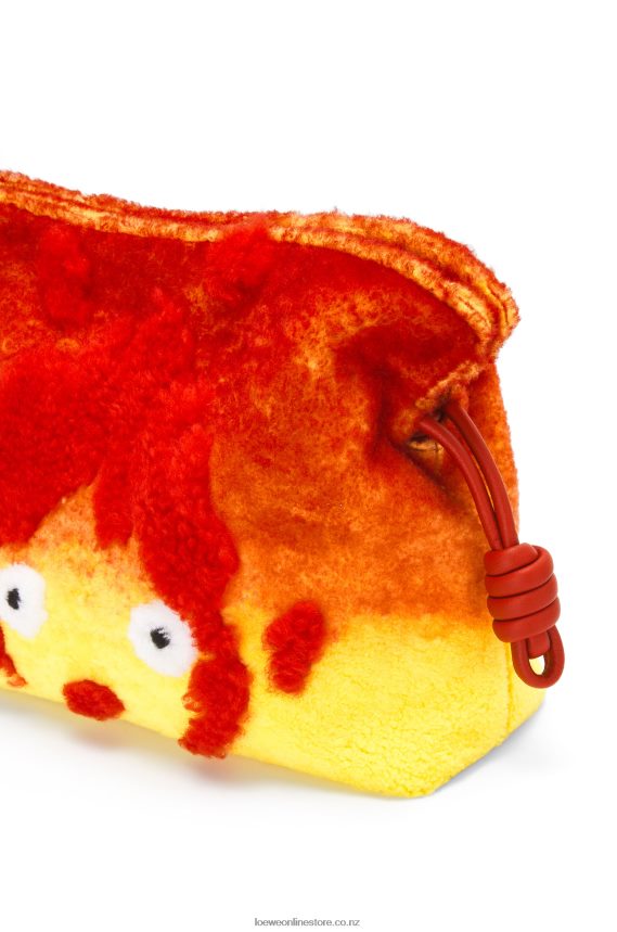 Loewe Women Calcifer Flamenco clutch in shearling Red LH60R443