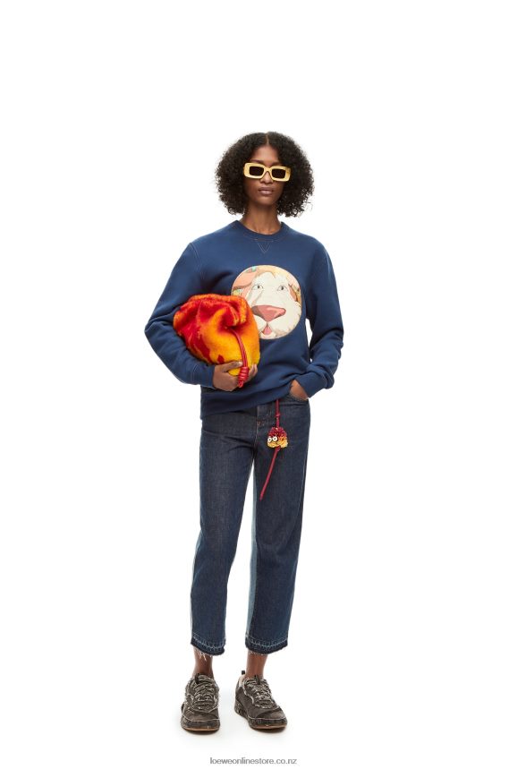 Loewe Women Calcifer Flamenco clutch in shearling Red LH60R443