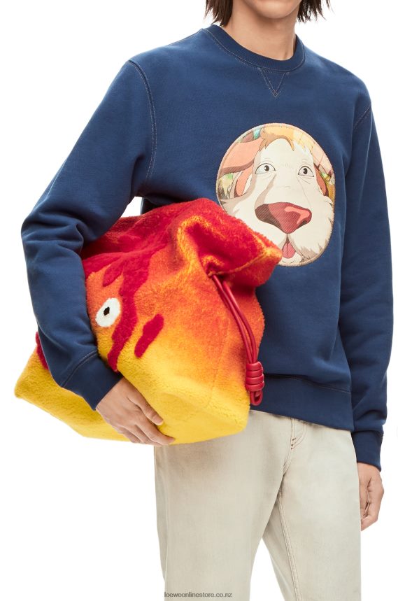 Loewe Women Calcifer XL Flamenco clutch in shearling Red LH60R444