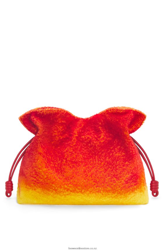 Loewe Women Calcifer XL Flamenco clutch in shearling Red LH60R444
