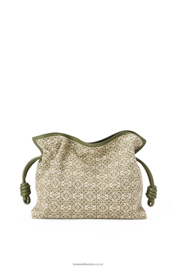 Loewe Women Flamenco clutch in Anagram jacquard and calfskin Green/Avocado Green LH60R607
