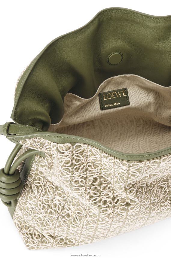 Loewe Women Flamenco clutch in Anagram jacquard and calfskin Green/Avocado Green LH60R607