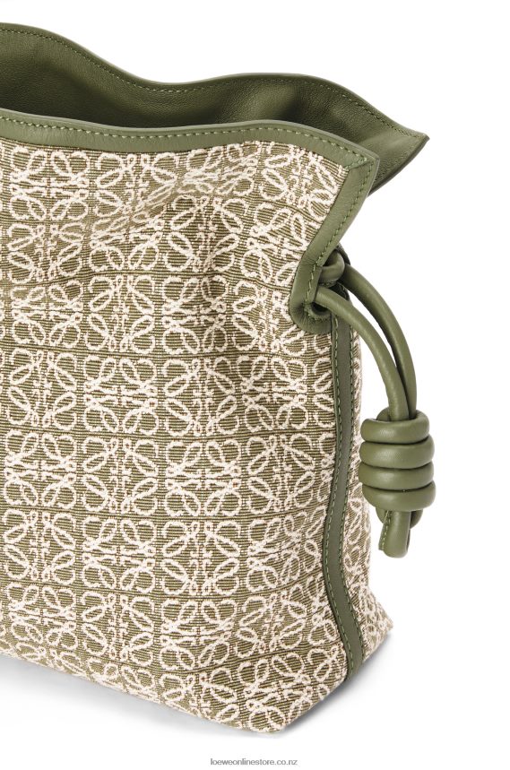 Loewe Women Flamenco clutch in Anagram jacquard and calfskin Green/Avocado Green LH60R607