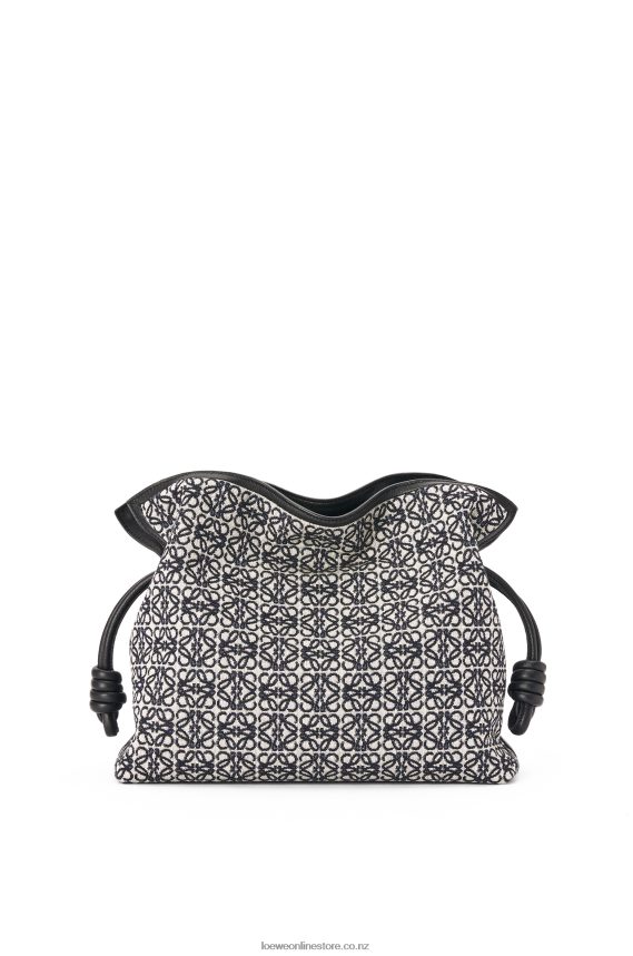 Loewe Women Flamenco clutch in Anagram jacquard and calfskin Navy/Black LH60R543