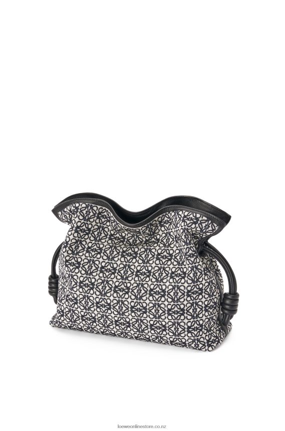 Loewe Women Flamenco clutch in Anagram jacquard and calfskin Navy/Black LH60R543