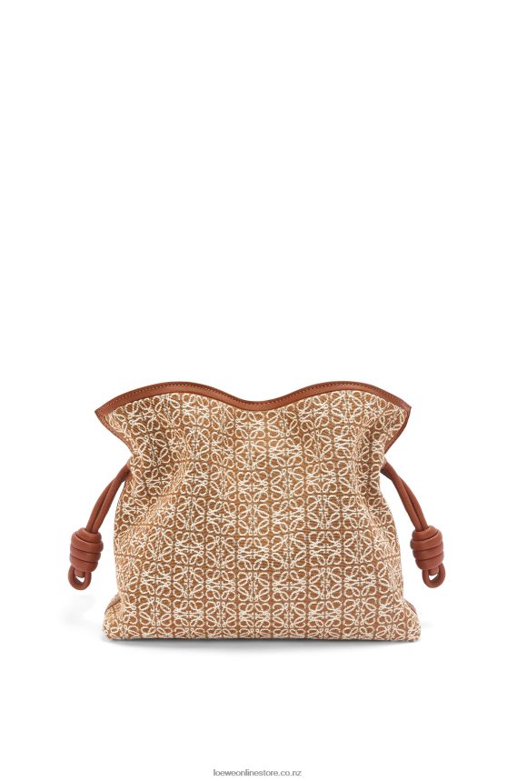 Loewe Women Flamenco clutch in Anagram jacquard and calfskin Tan/Pecan LH60R486