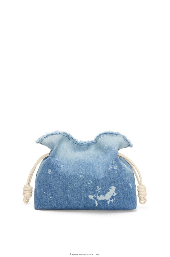 Loewe Women Flamenco clutch in denim Light Blue/Ivory LH60R534