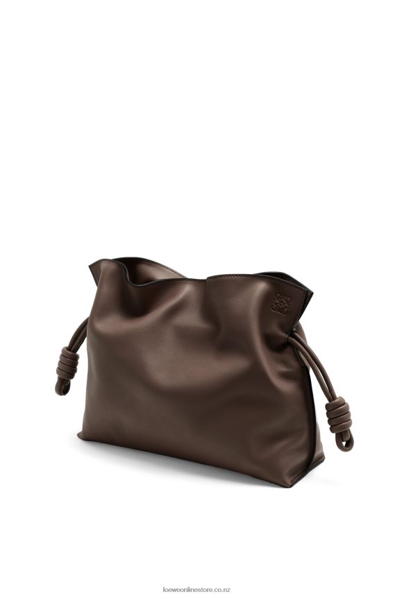 Loewe Women Flamenco clutch in nappa calfskin Chocolate LH60R623