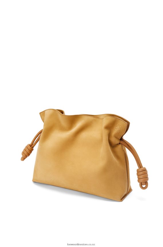 Loewe Women Flamenco clutch in nubuck Desert LH60R528