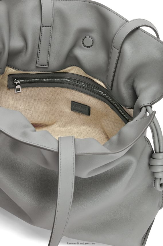 Loewe Women Large Flamenco clutch in nappa calfskin Pearl Grey LH60R189