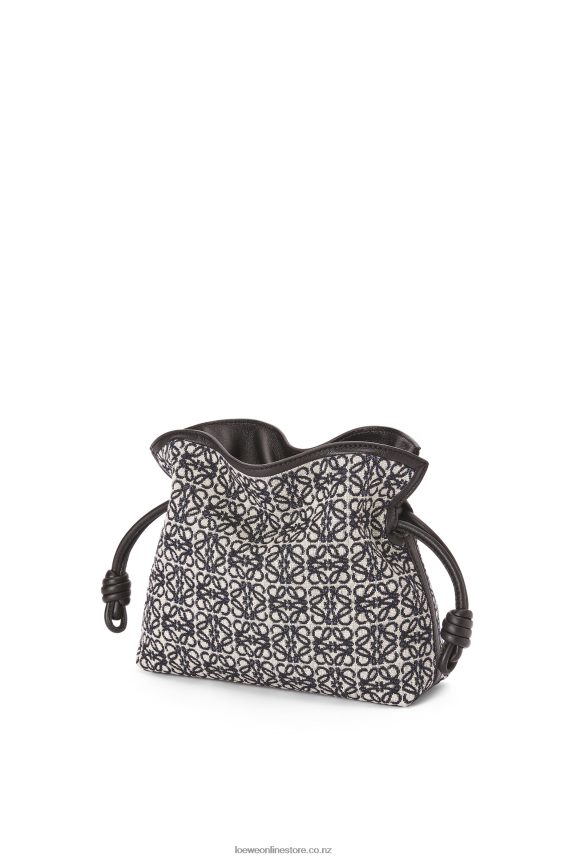 Loewe Women Mini Flamenco clutch in Anagram jacquard and calfskin Navy/Black LH60R292