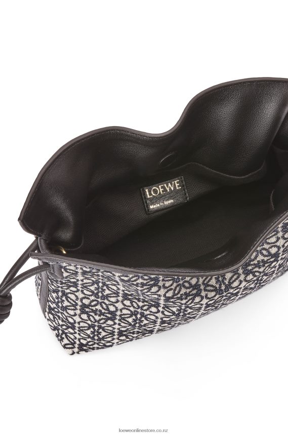 Loewe Women Mini Flamenco clutch in Anagram jacquard and calfskin Navy/Black LH60R292