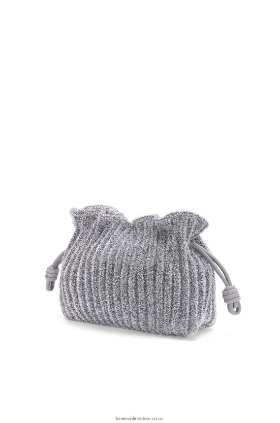 Loewe Women Mini Flamenco clutch in lurex textile Silver LH60R561