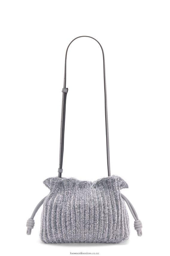 Loewe Women Mini Flamenco clutch in lurex textile Silver LH60R561